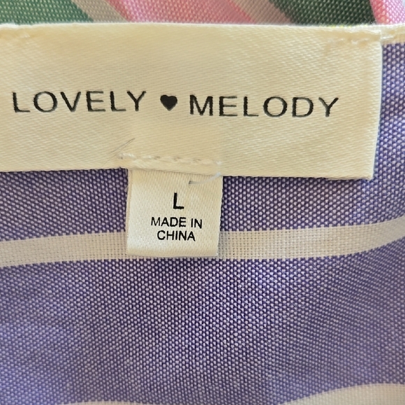 Colorful Striped Puff Sleeve Dress - Picture 5 of 8